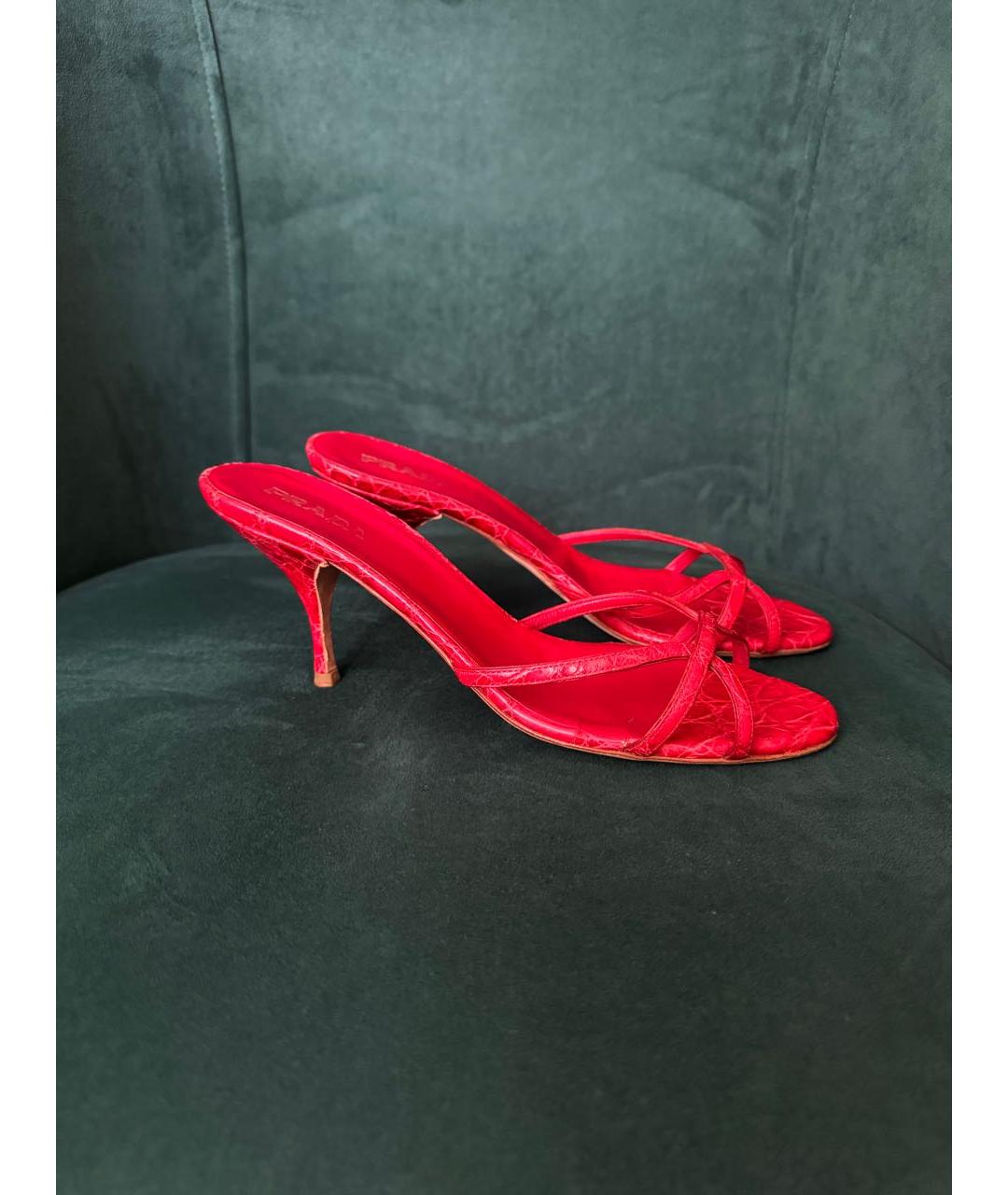 PRADA Красные кожаные мюли, фото 6