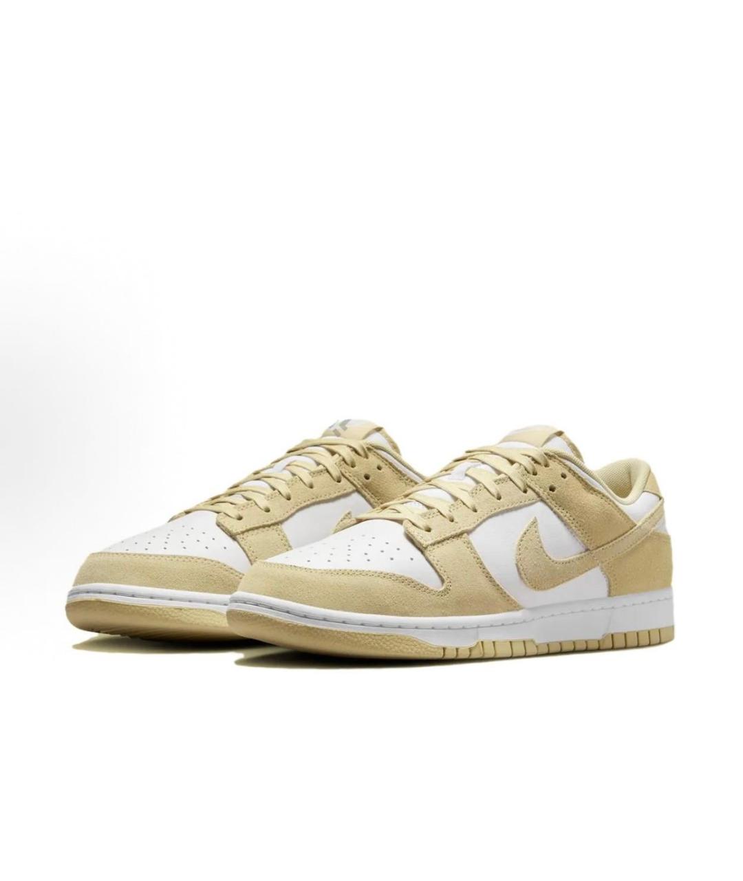 NIKE Бежевые кожаные низкие кроссовки / кеды, фото 3