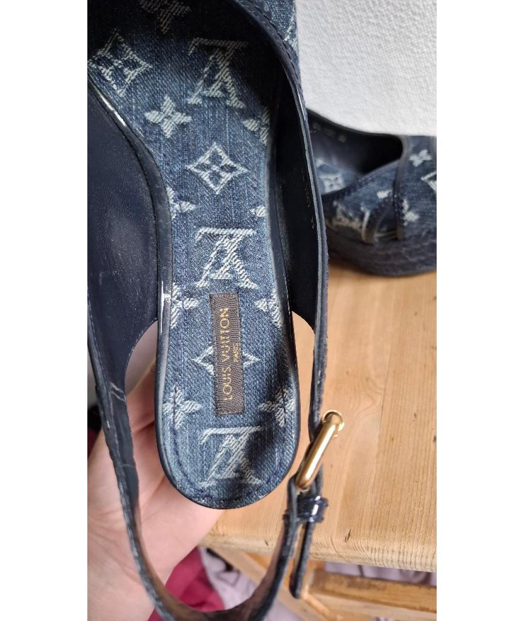 LOUIS VUITTON Синие текстильные сабо, фото 5