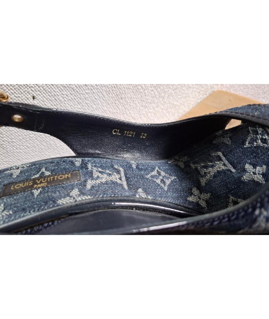LOUIS VUITTON Синие текстильные сабо, фото 3
