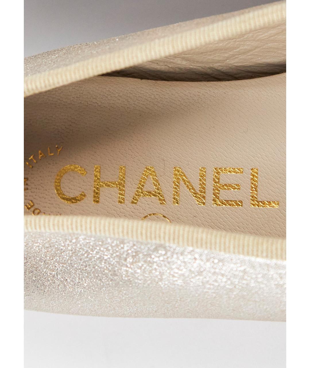 CHANEL Серебряные кожаные балетки, фото 5
