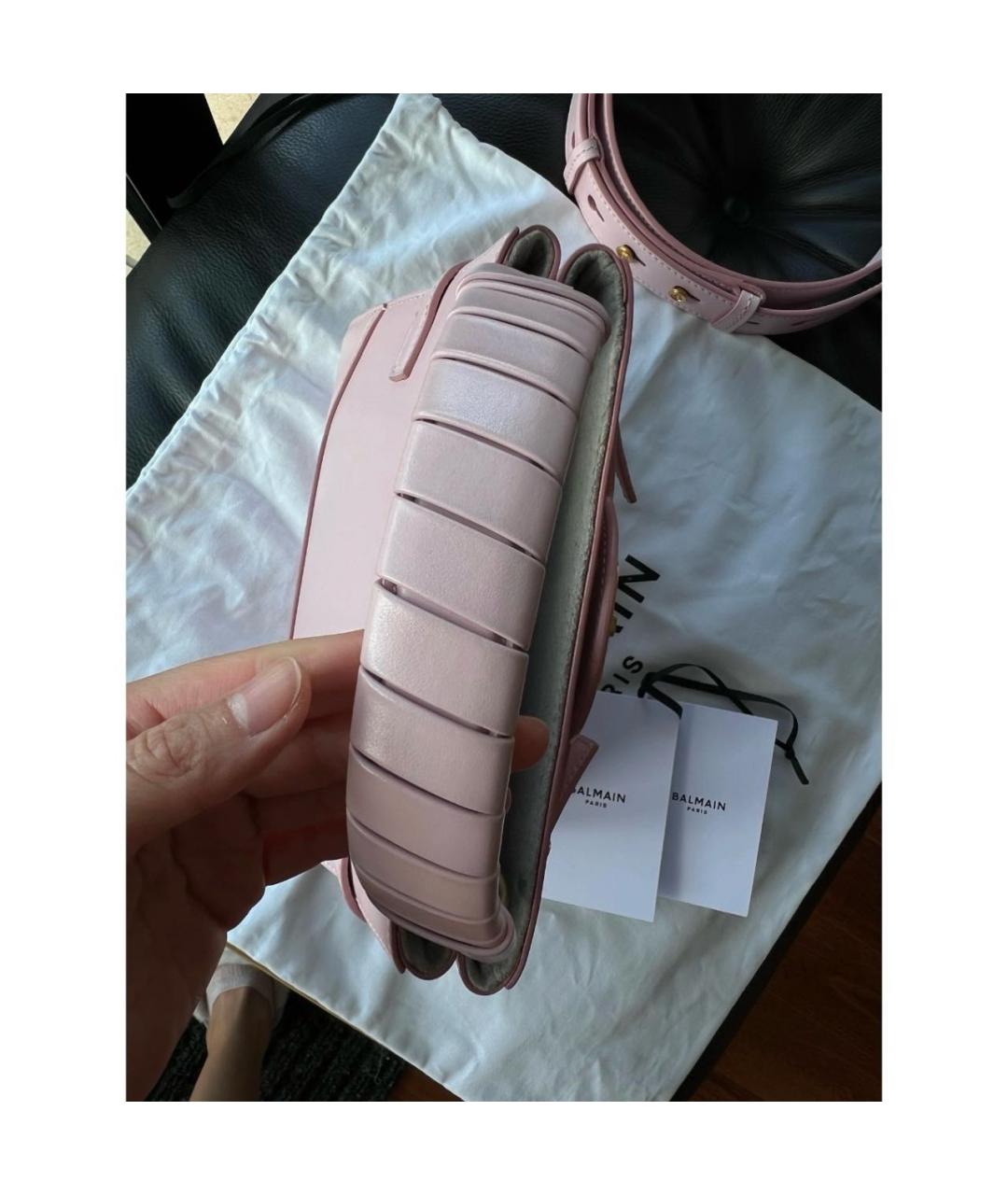 BALMAIN Розовая кожаная сумка тоут, фото 6