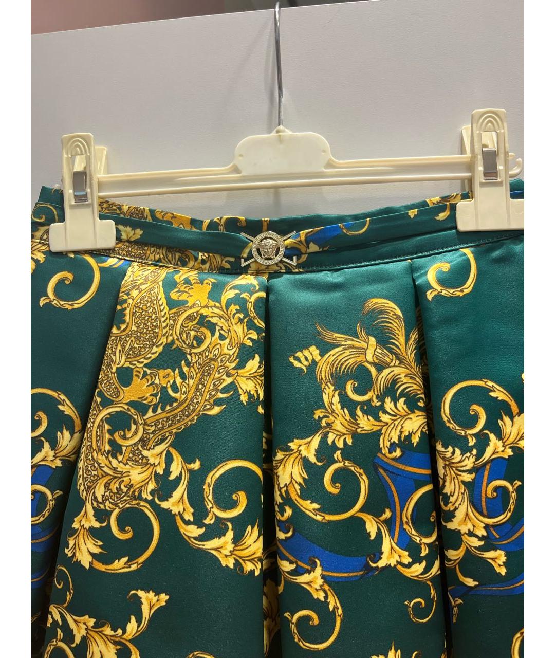 VERSACE Зеленая полиэстеровая юбка, фото 3