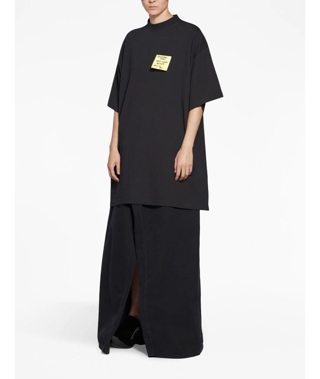 BALENCIAGA Черная хлопковая футболка, фото 4
