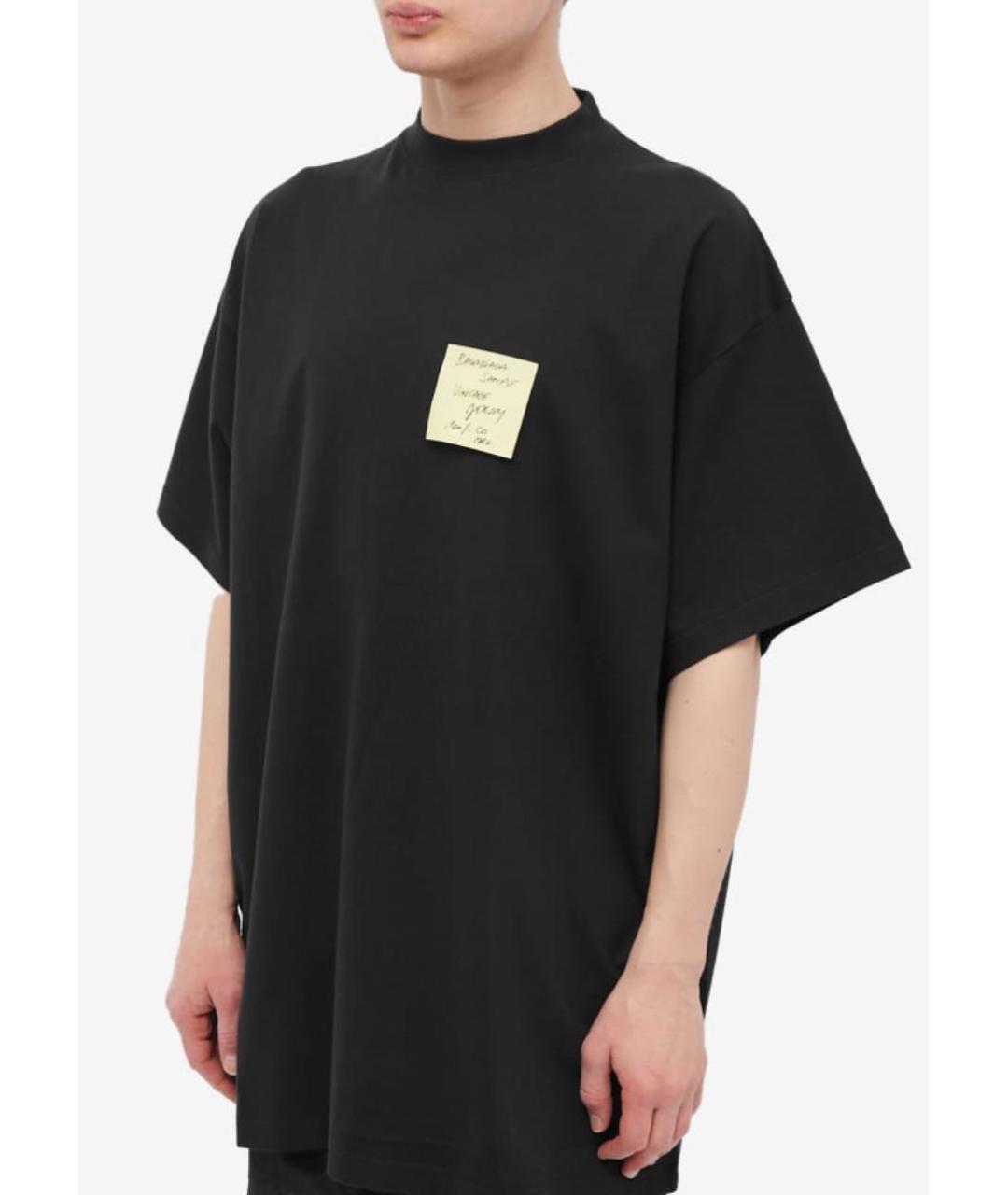 BALENCIAGA Черная хлопковая футболка, фото 4