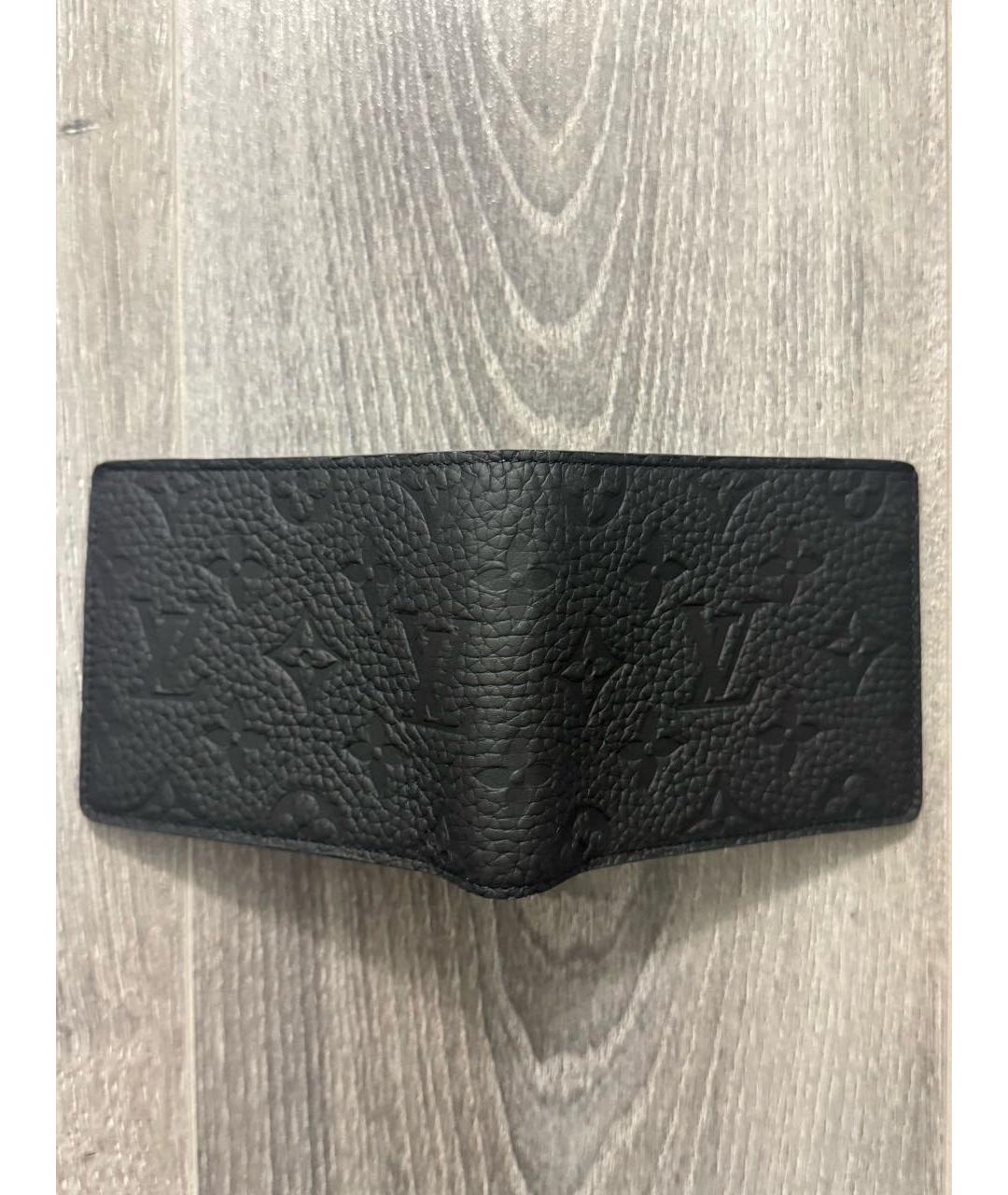 LOUIS VUITTON Черный кожаный кошелек, фото 3