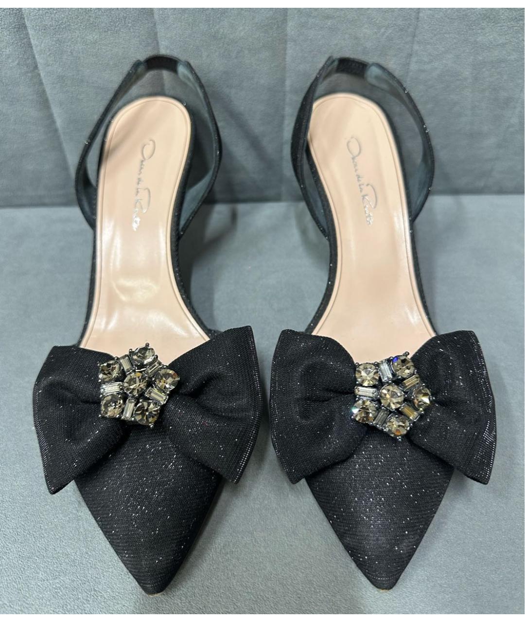 OSCAR DE LA RENTA Черные текстильные туфли, фото 2
