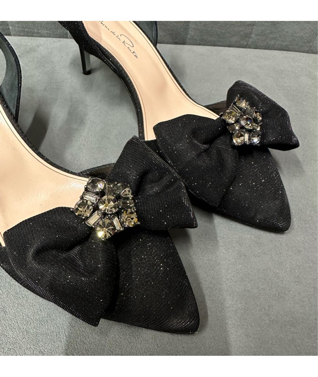 OSCAR DE LA RENTA Черные текстильные туфли, фото 4