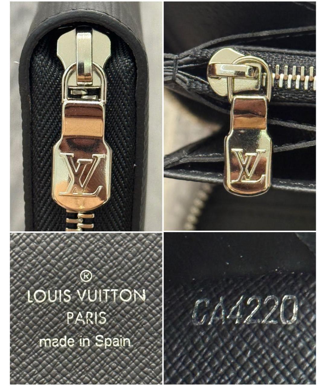 LOUIS VUITTON Черный кожаный кошелек, фото 7
