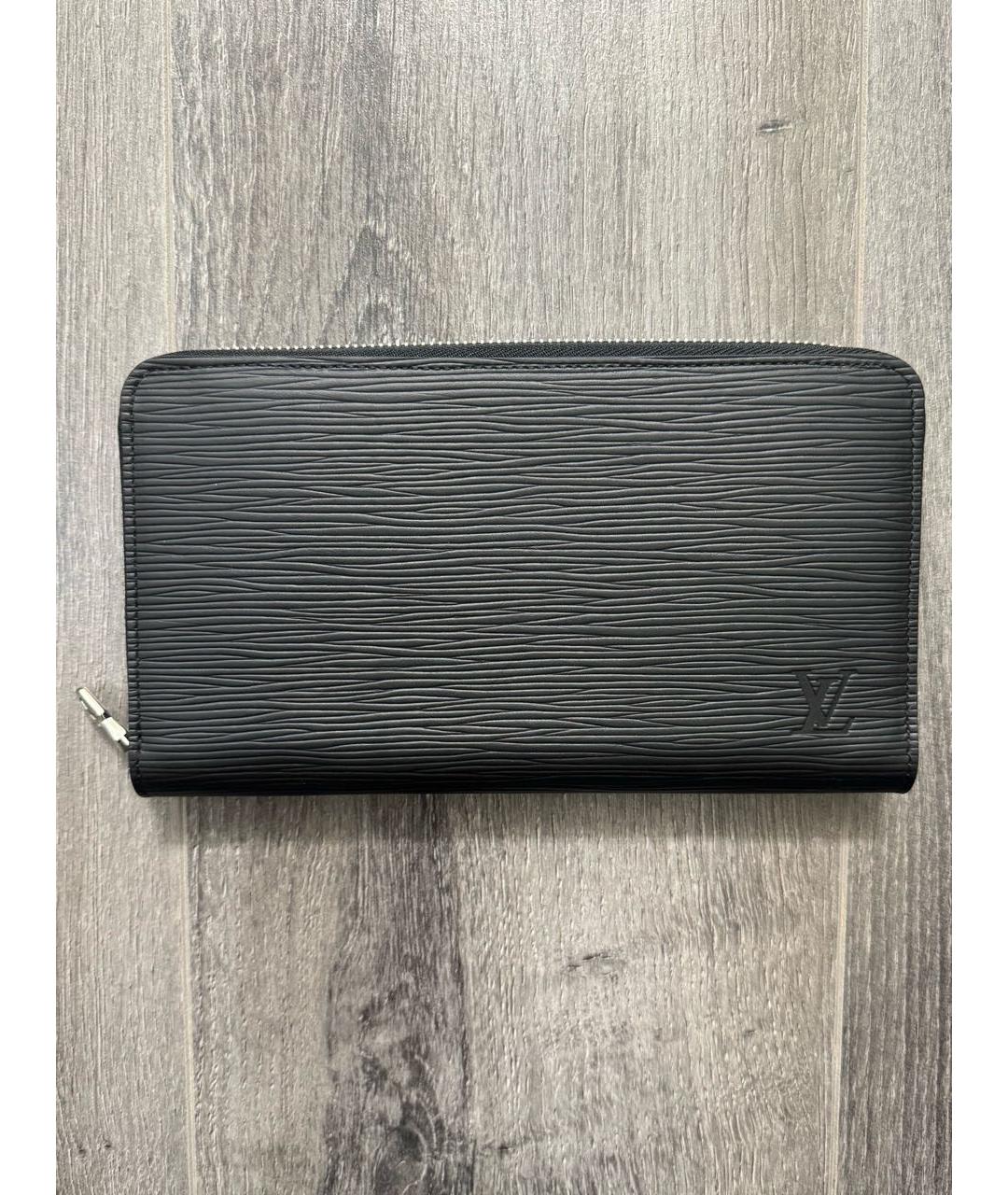 LOUIS VUITTON Черный кожаный кошелек, фото 8