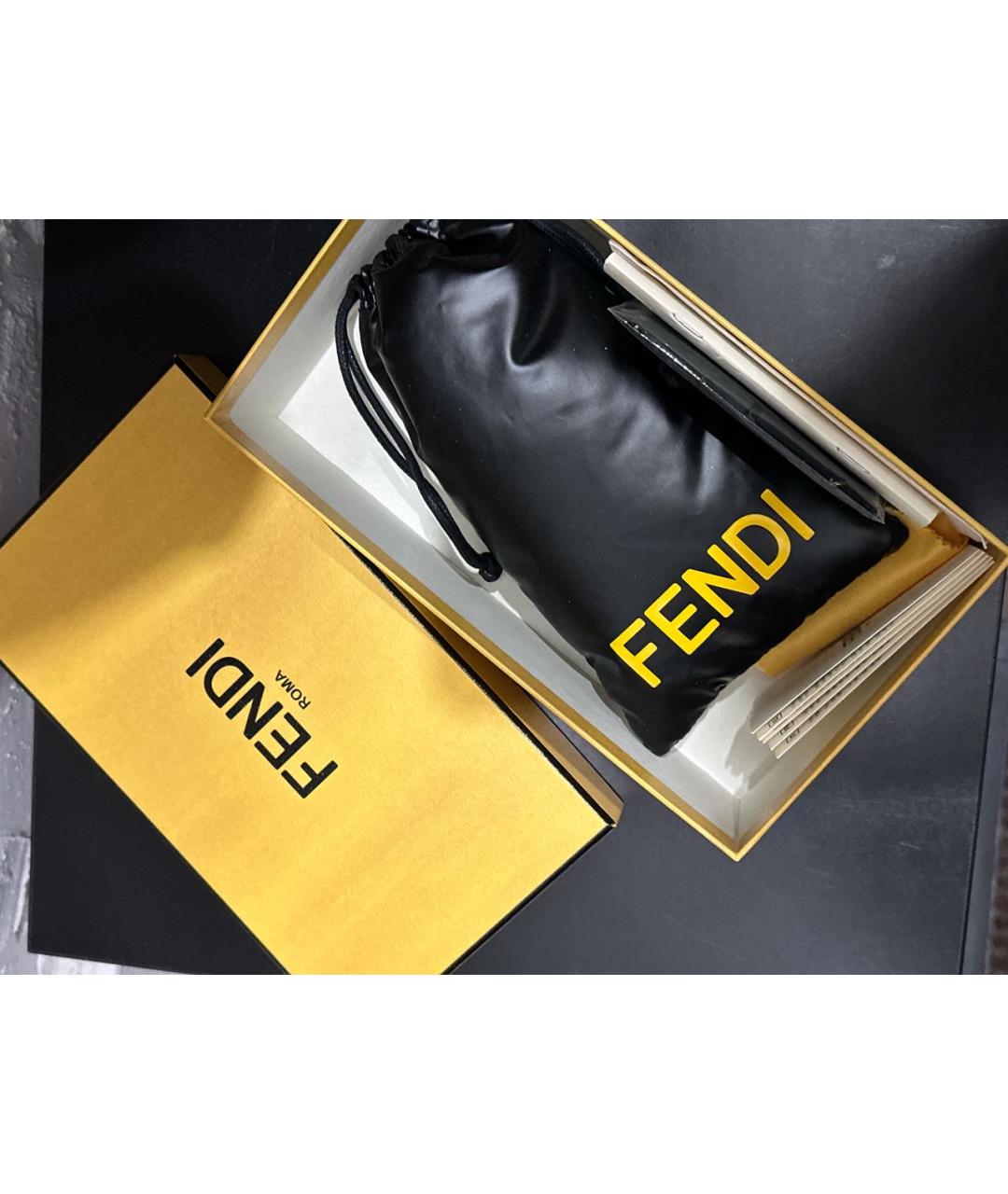 FENDI Коричневые металлические солнцезащитные очки, фото 6