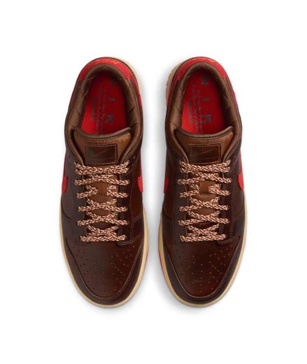 NIKE Коричневые кожаные низкие кроссовки / кеды, фото 3