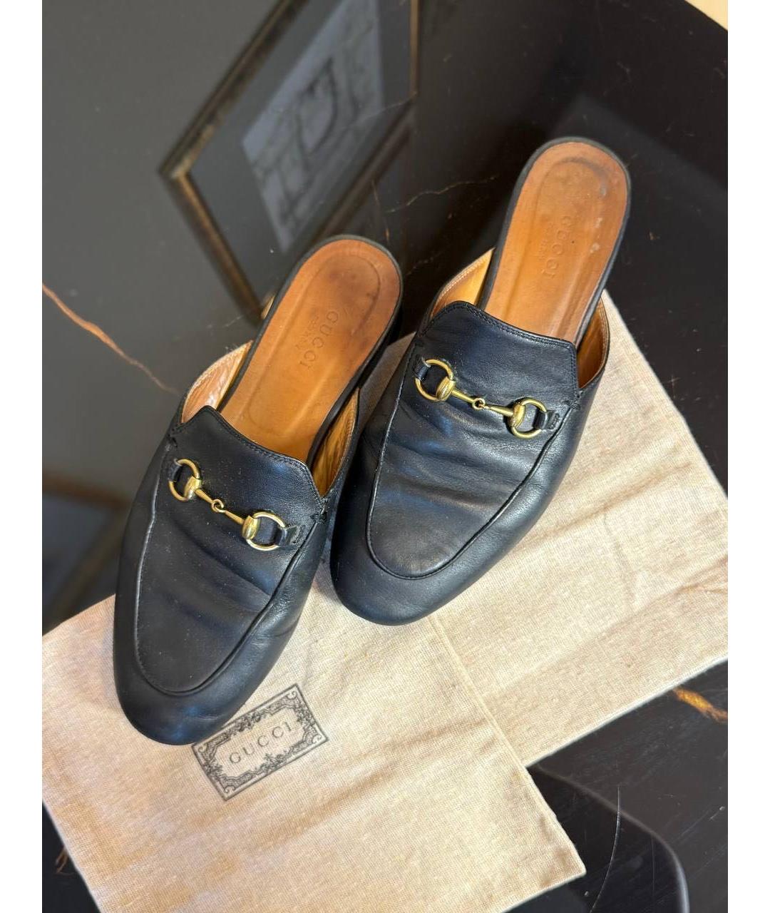 GUCCI Черные кожаные мюли, фото 3