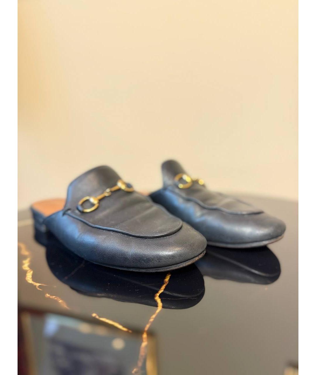 GUCCI Черные кожаные мюли, фото 2