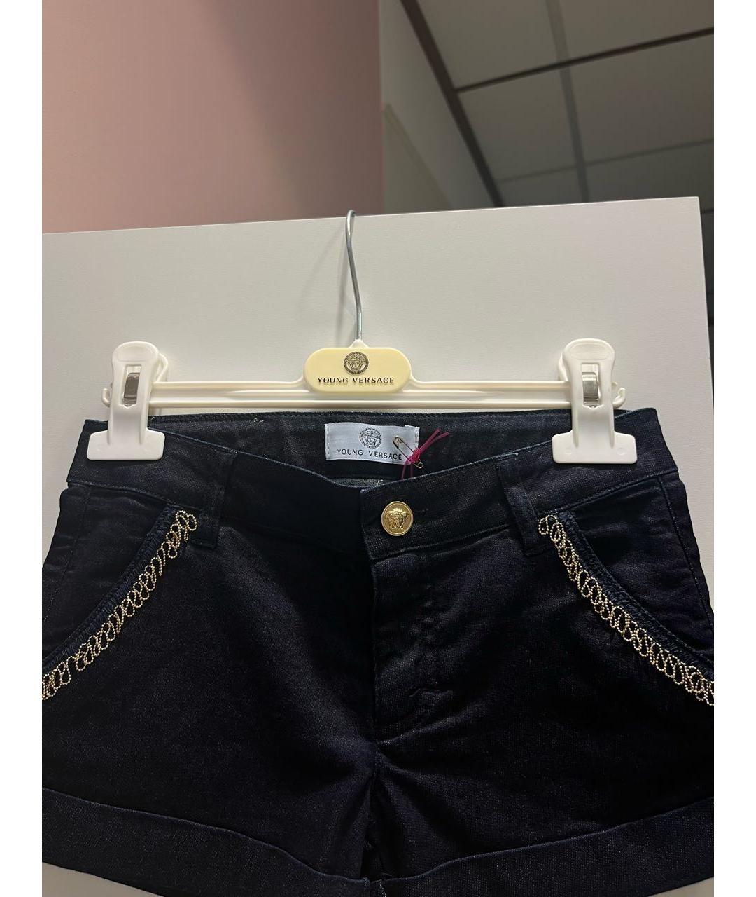 VERSACE Темно-синие хлопковые брюки и шорты, фото 3