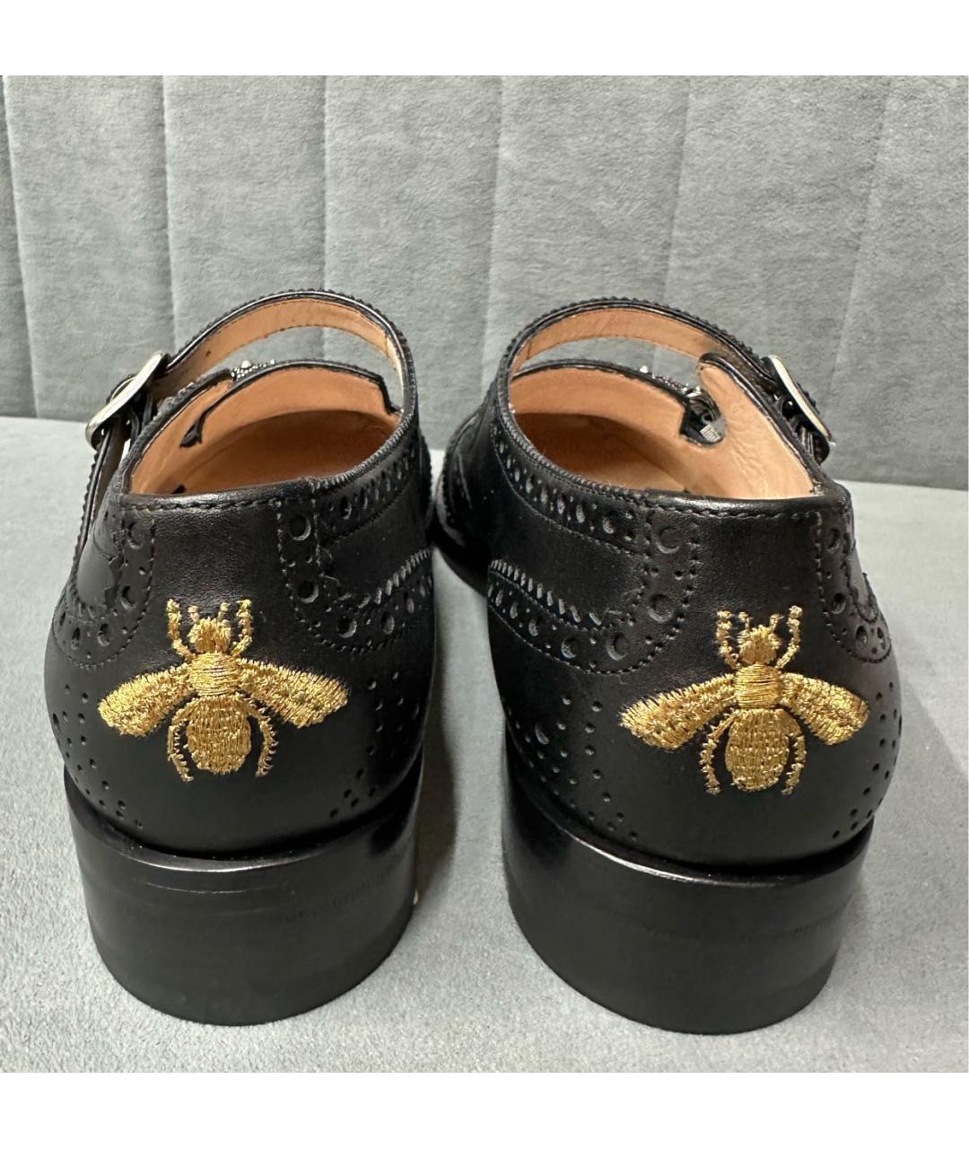 GUCCI Черные кожаные туфли, фото 4