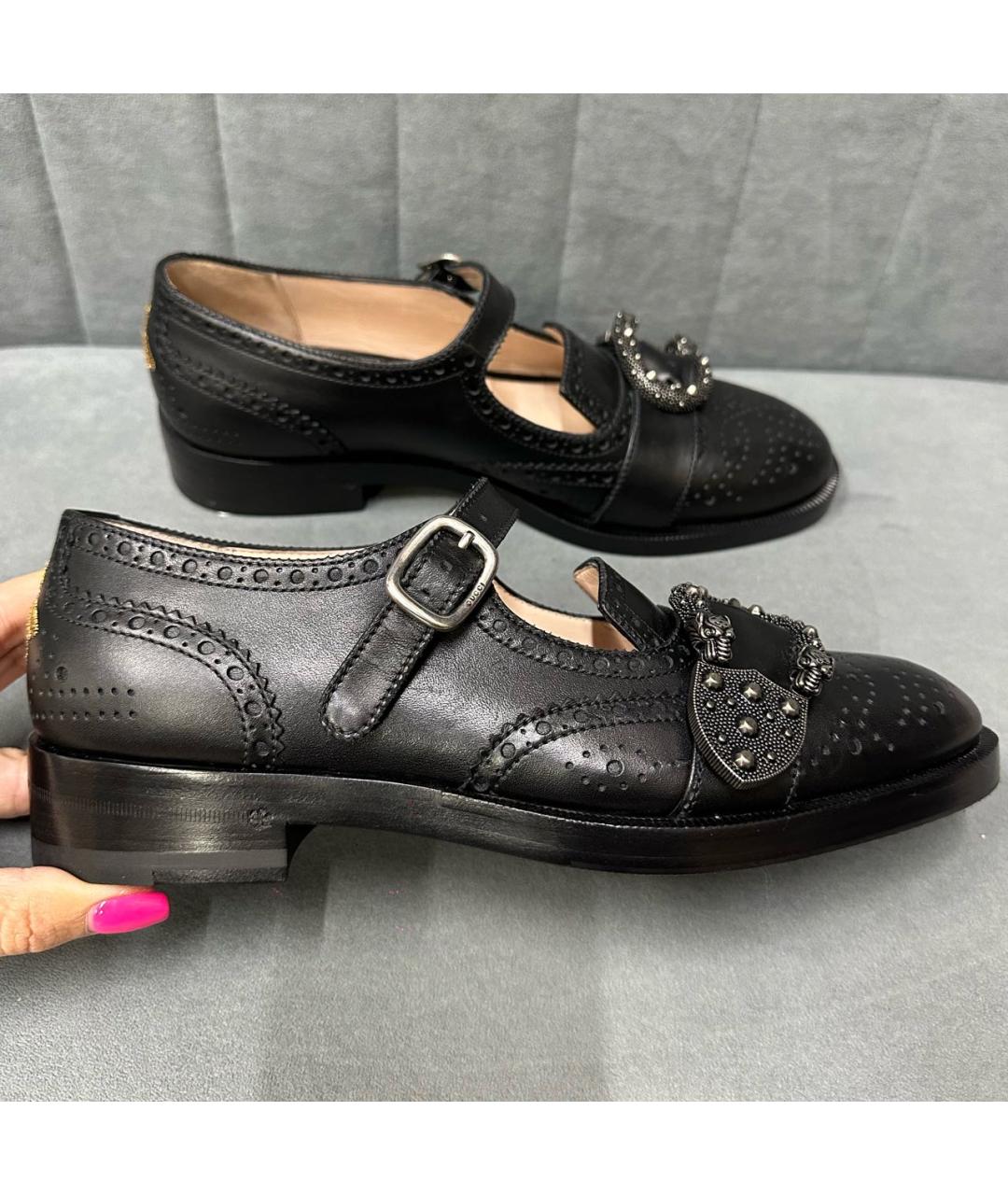 GUCCI Черные кожаные туфли, фото 6