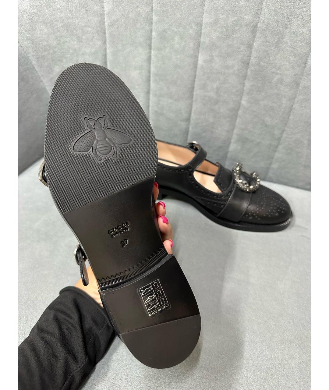 GUCCI Черные кожаные туфли, фото 5