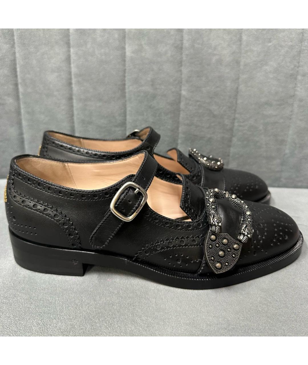 GUCCI Черные кожаные туфли, фото 7