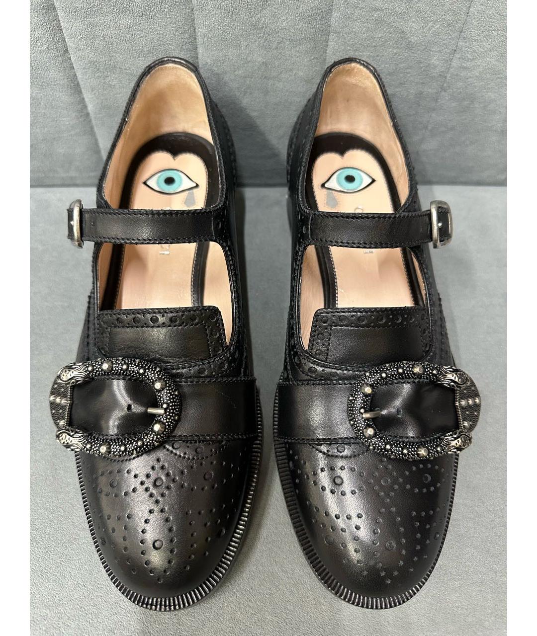 GUCCI Черные кожаные туфли, фото 2