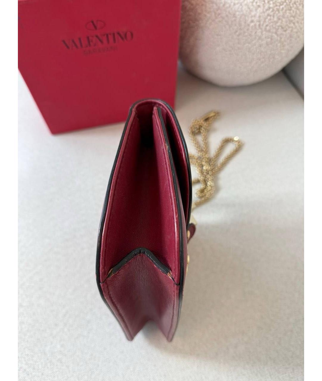 VALENTINO Бордовая кожаная сумка через плечо, фото 4