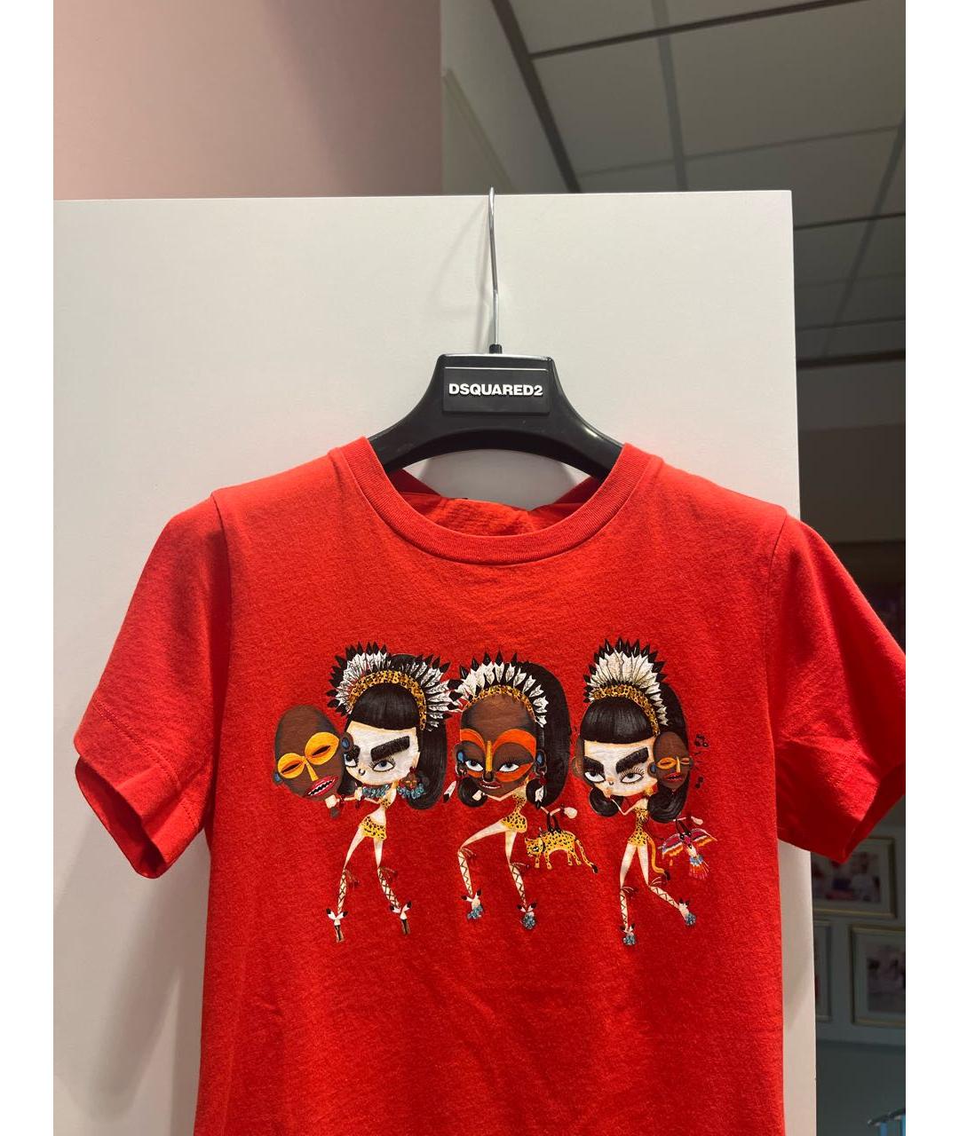 DSQUARED2 Красный хлопковый детская футболка / топ, фото 3