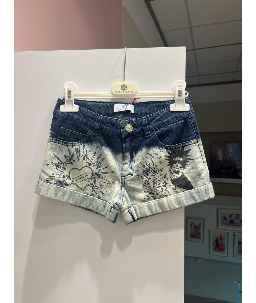 VERSACE Синие хлопковые брюки и шорты, фото 6