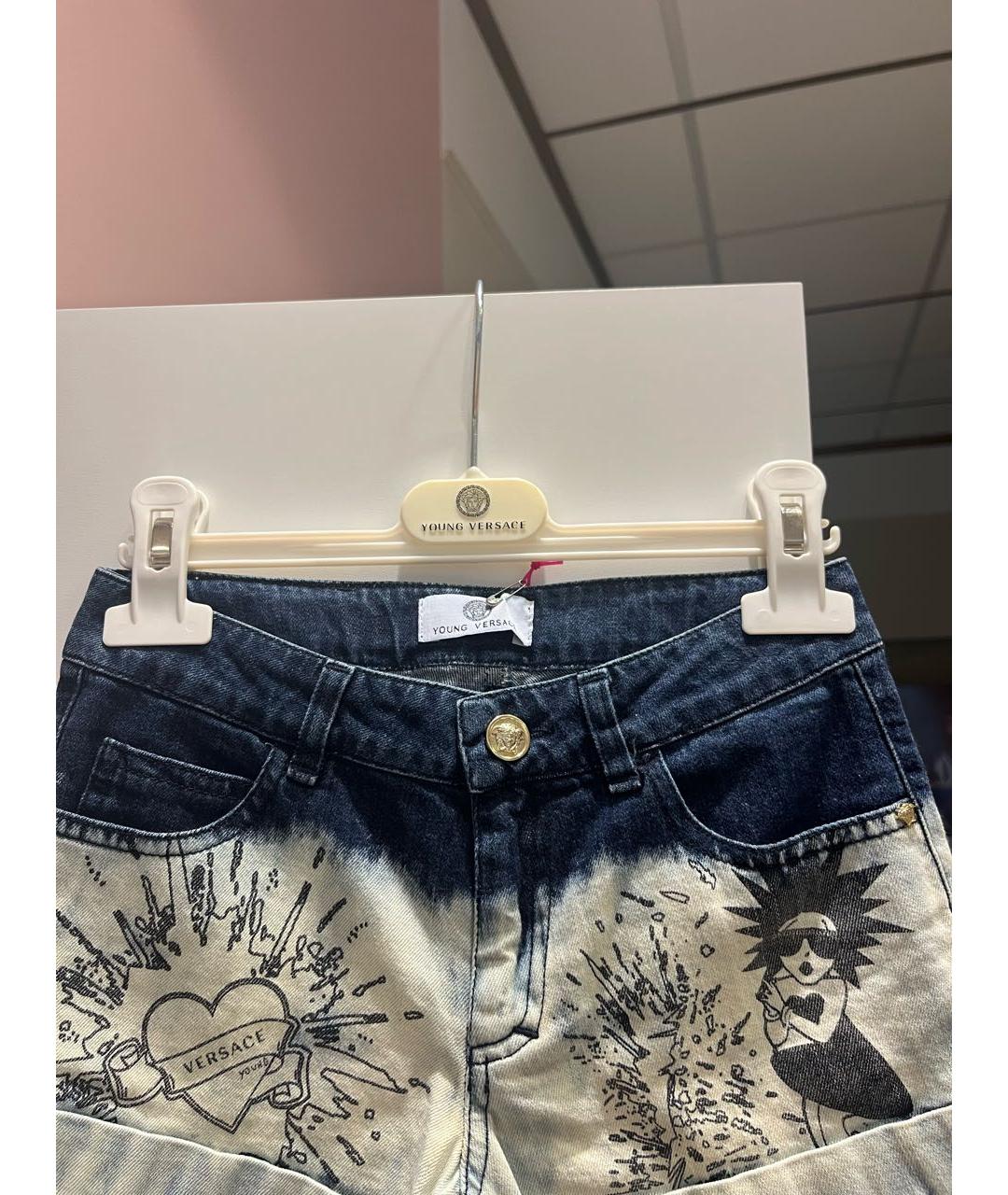 VERSACE Синие хлопковые брюки и шорты, фото 3