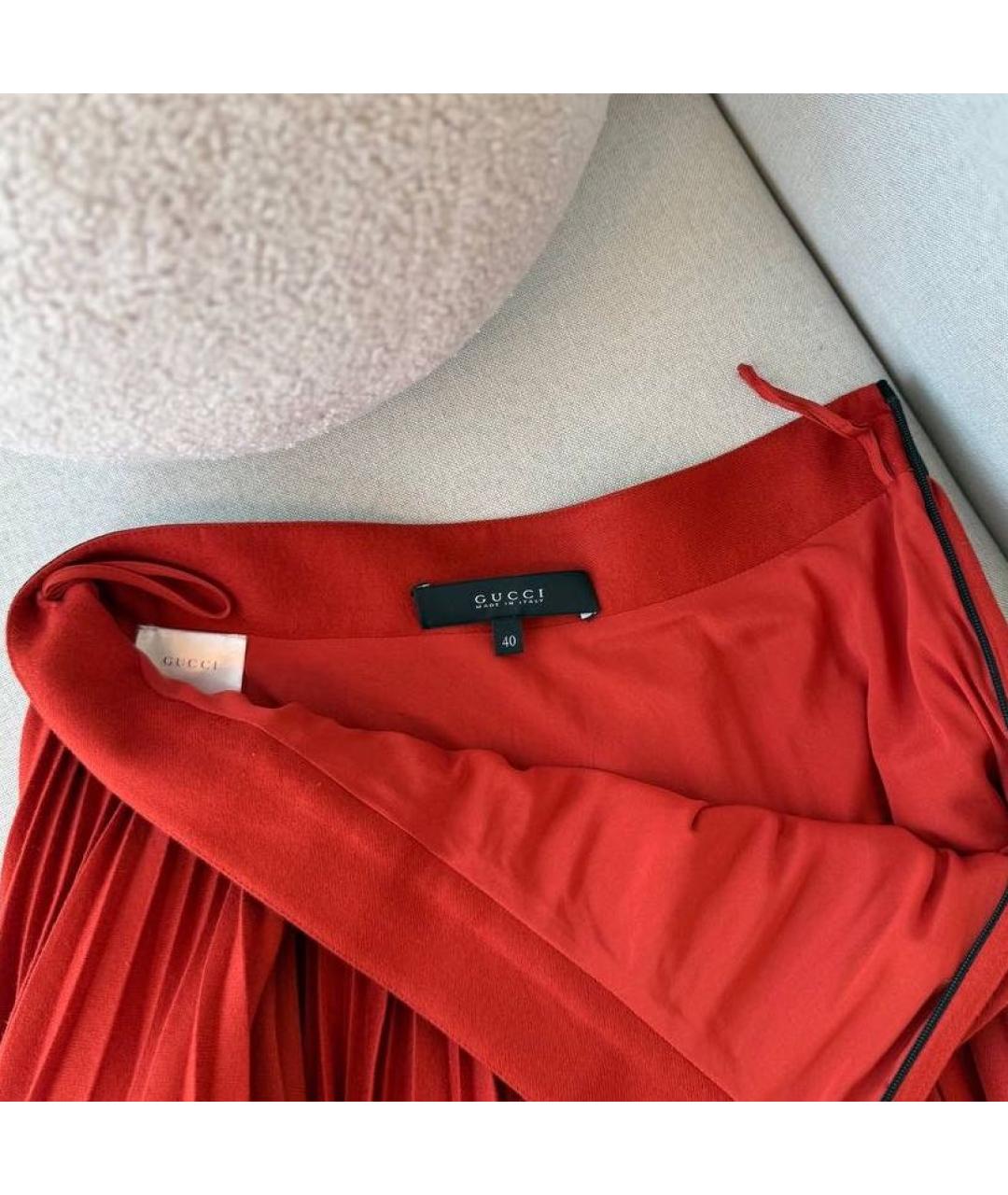 GUCCI Красная кашемировая юбка миди, фото 2