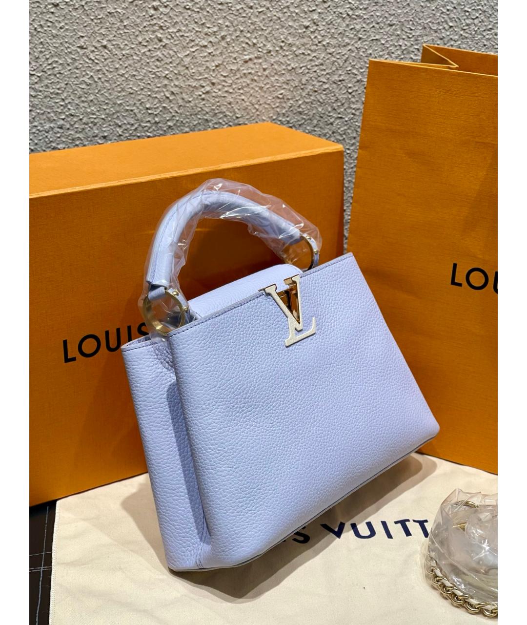 LOUIS VUITTON Фиолетовая кожаная сумка тоут, фото 3