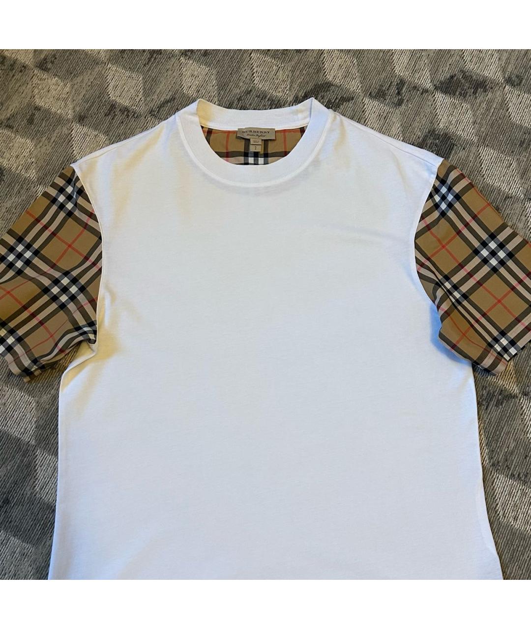 BURBERRY Белая хлопковая футболка, фото 8