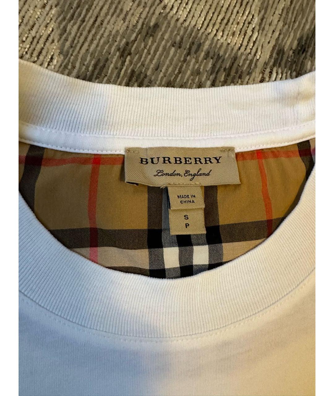 BURBERRY Белая хлопковая футболка, фото 2