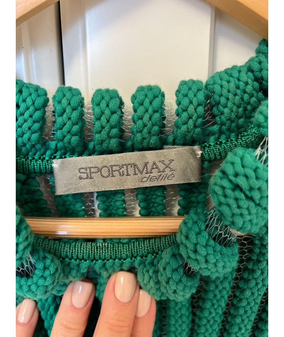 SPORTMAX Зеленый хлопко-эластановый джемпер / свитер, фото 3