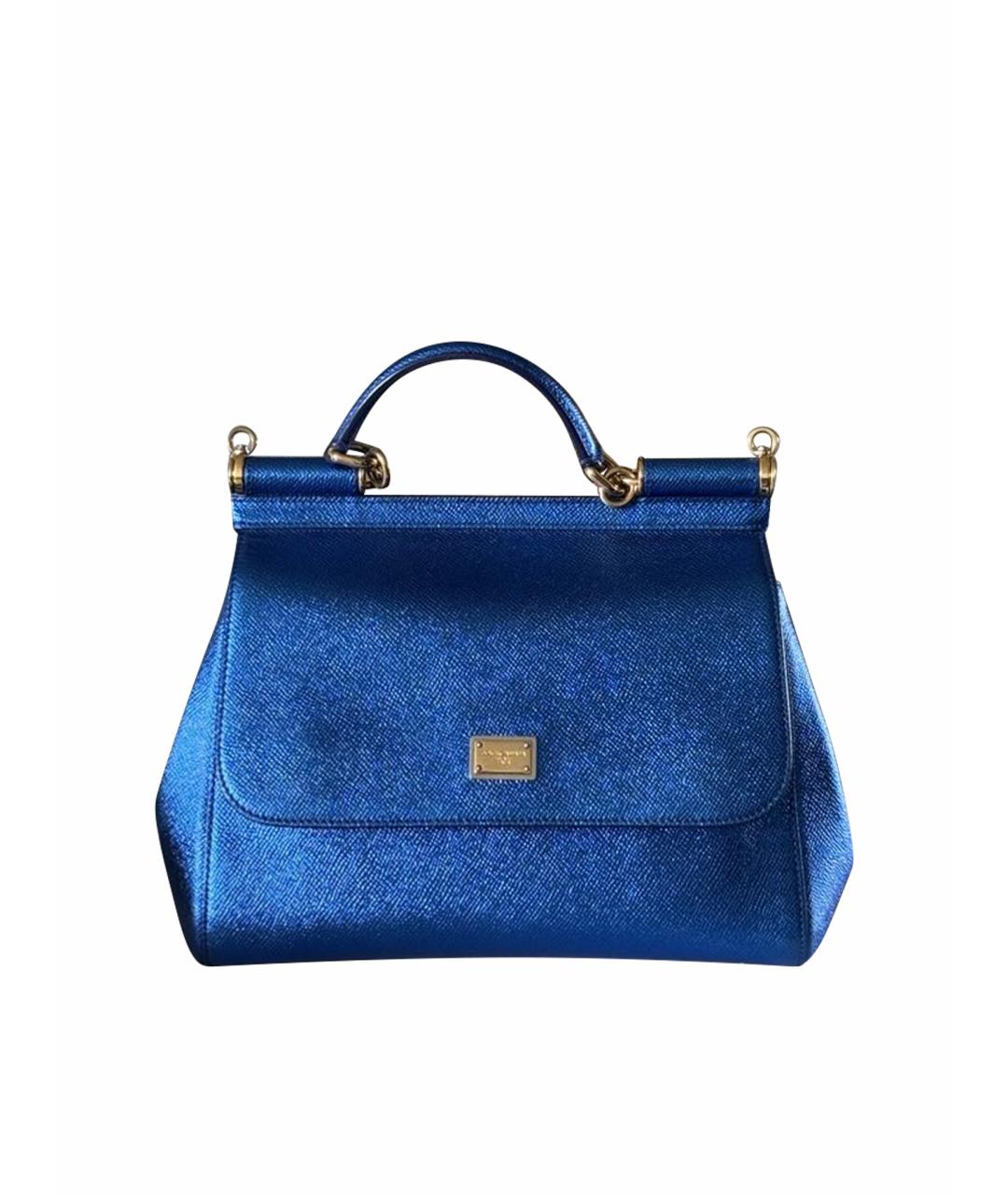 DOLCE&GABBANA Синяя кожаная сумка с короткими ручками, фото 1