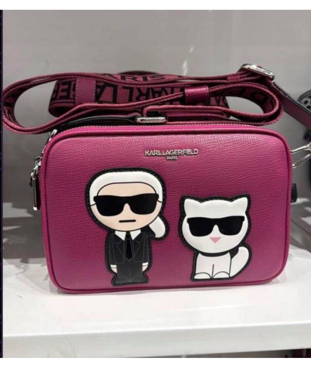 KARL LAGERFELD Розовая кожаная сумка через плечо, фото 4