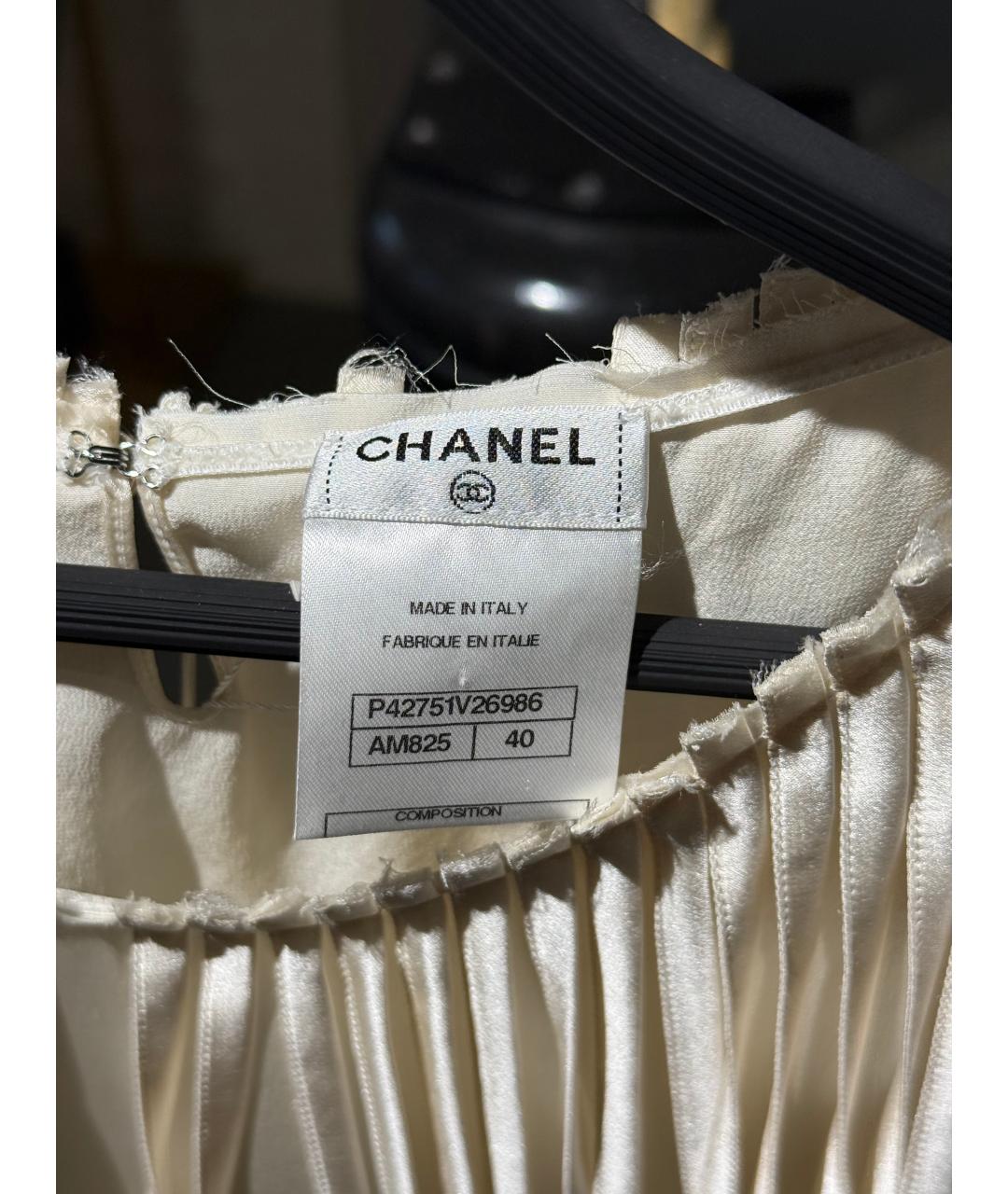 CHANEL Бежевая шелковая блузы, фото 2