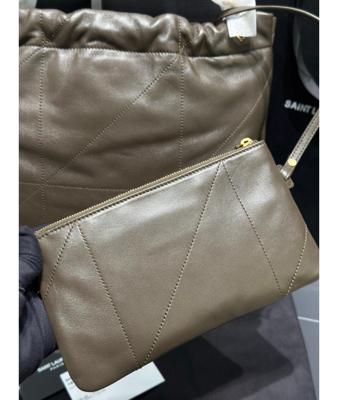 SAINT LAURENT Зеленая кожаная сумка тоут, фото 8