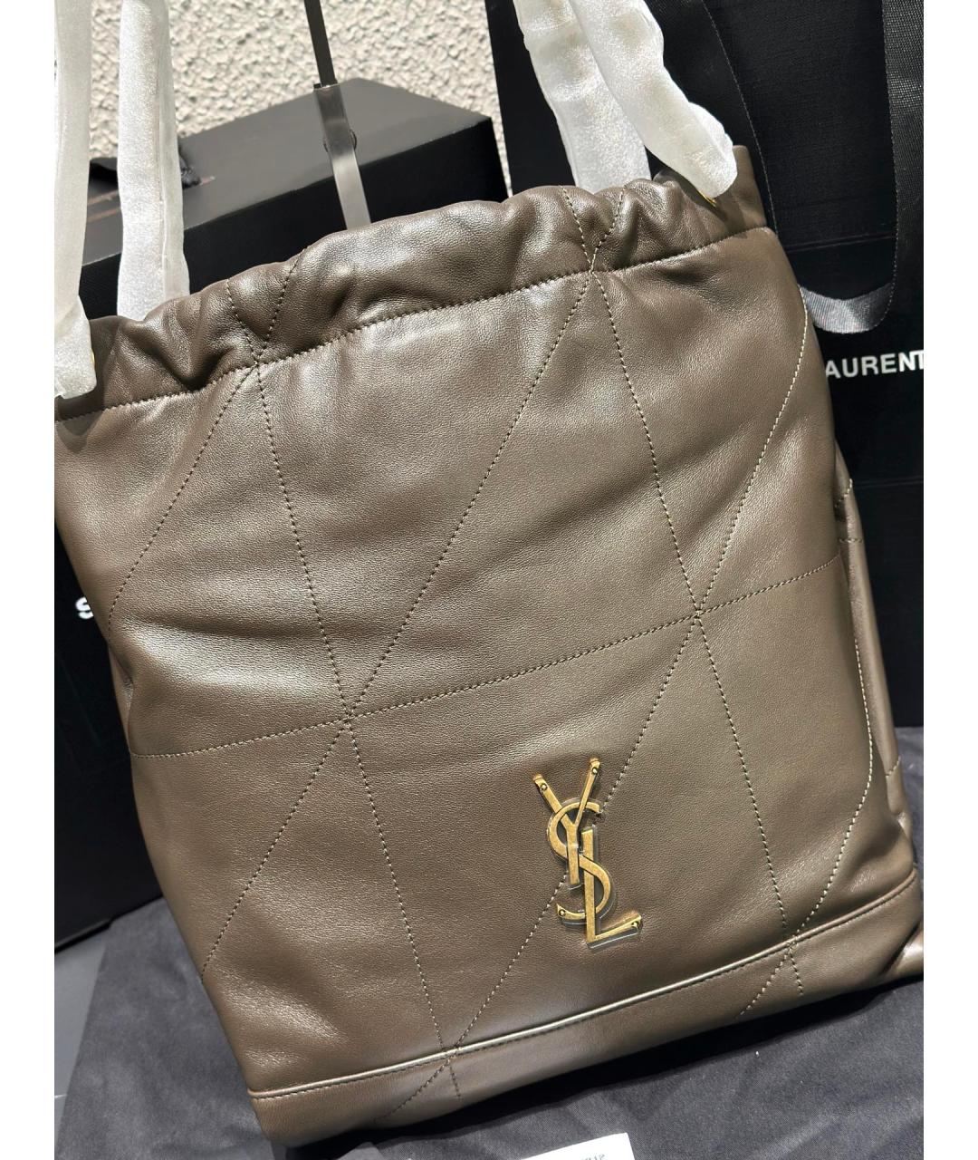 SAINT LAURENT Зеленая кожаная сумка тоут, фото 2