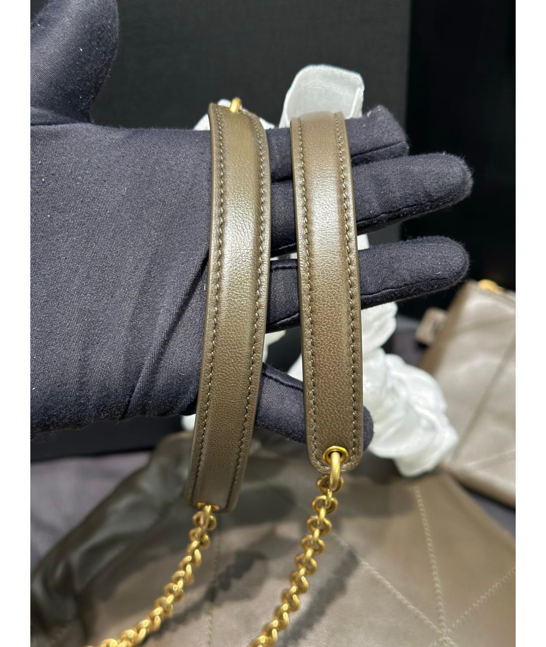 SAINT LAURENT Зеленая кожаная сумка тоут, фото 9