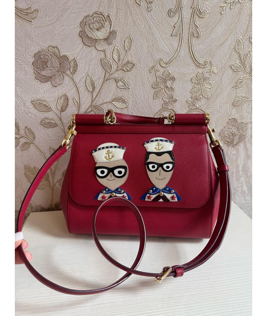 DOLCE&GABBANA Красная кожаная сумка тоут, фото 6