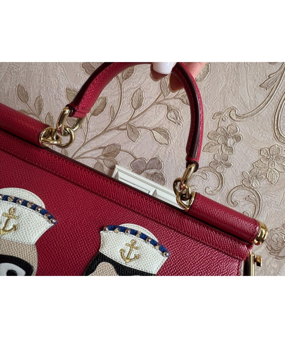 DOLCE&GABBANA Красная кожаная сумка тоут, фото 5