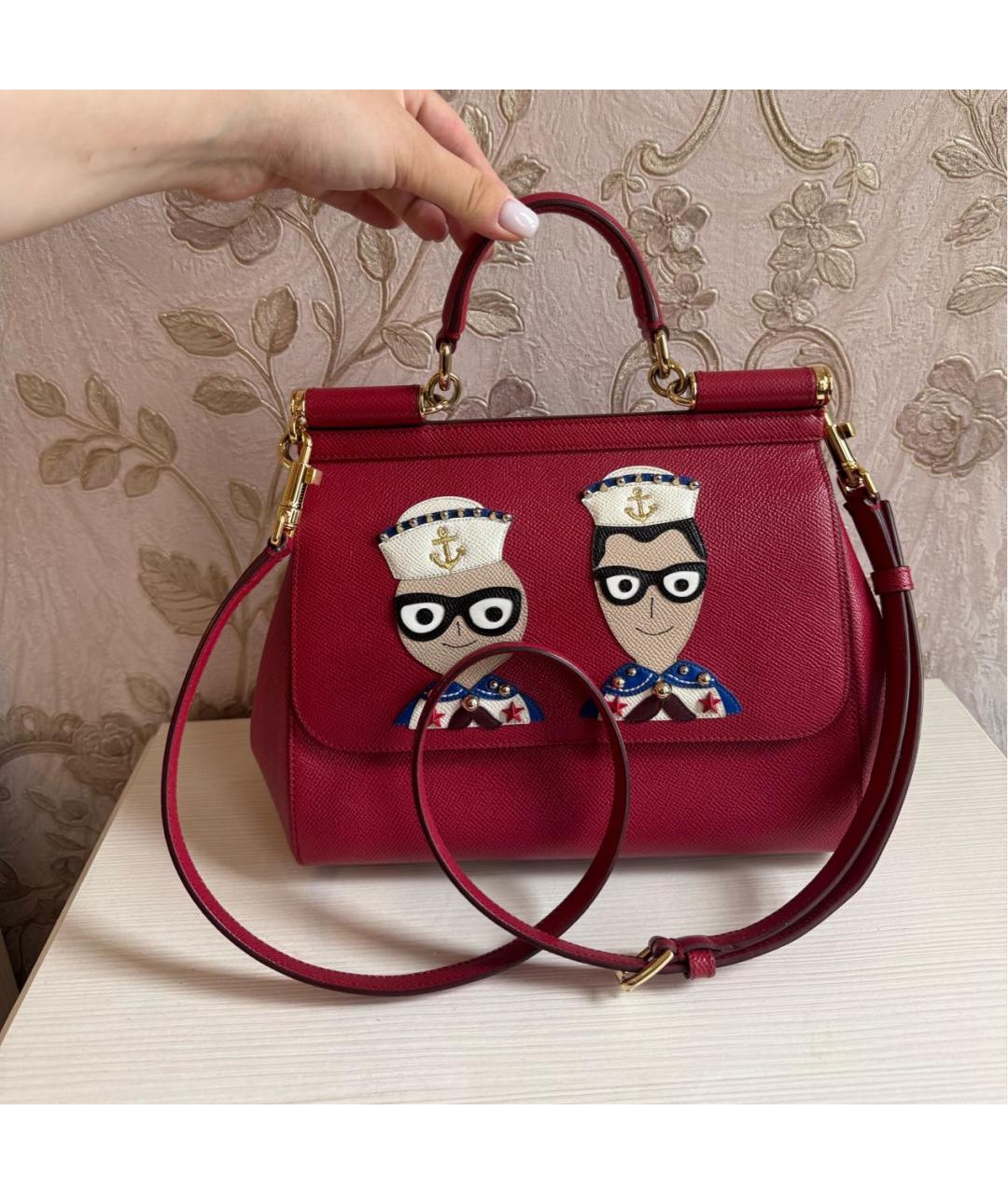 DOLCE&GABBANA Красная кожаная сумка тоут, фото 2