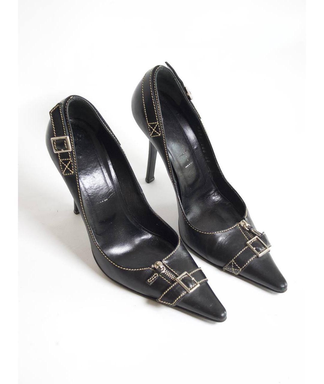 CASADEI Черные кожаные лодочки на низком каблуке, фото 2