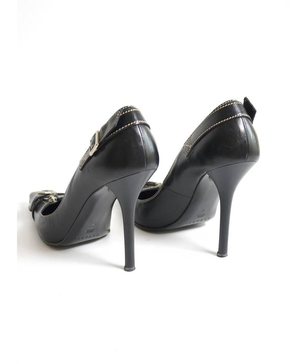 CASADEI Черные кожаные лодочки на низком каблуке, фото 4
