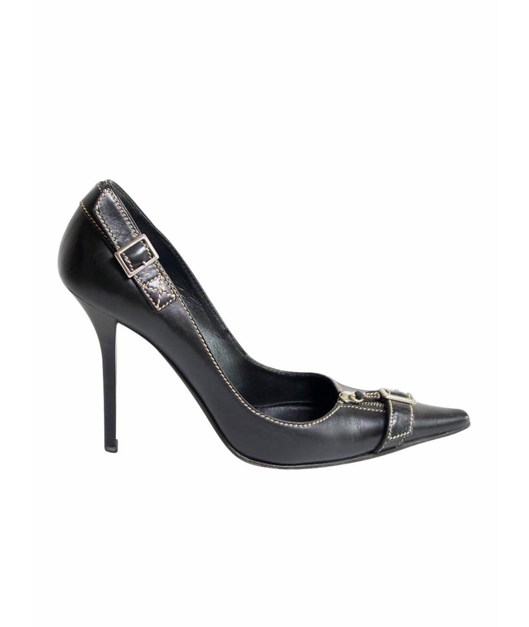 CASADEI Черные кожаные лодочки на низком каблуке, фото 1