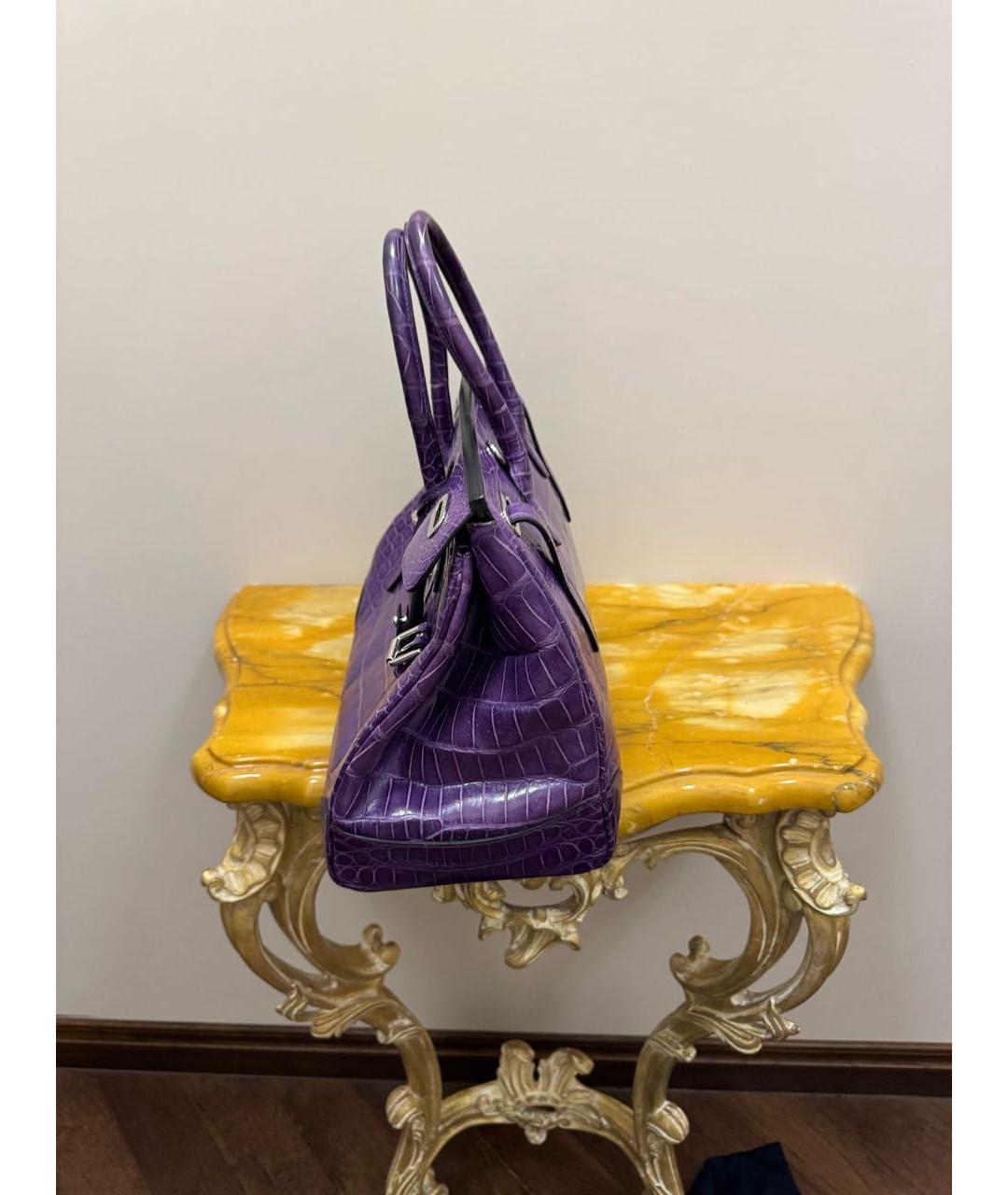 RALPH LAUREN Фиолетовая сумка тоут из экзотической кожи, фото 3