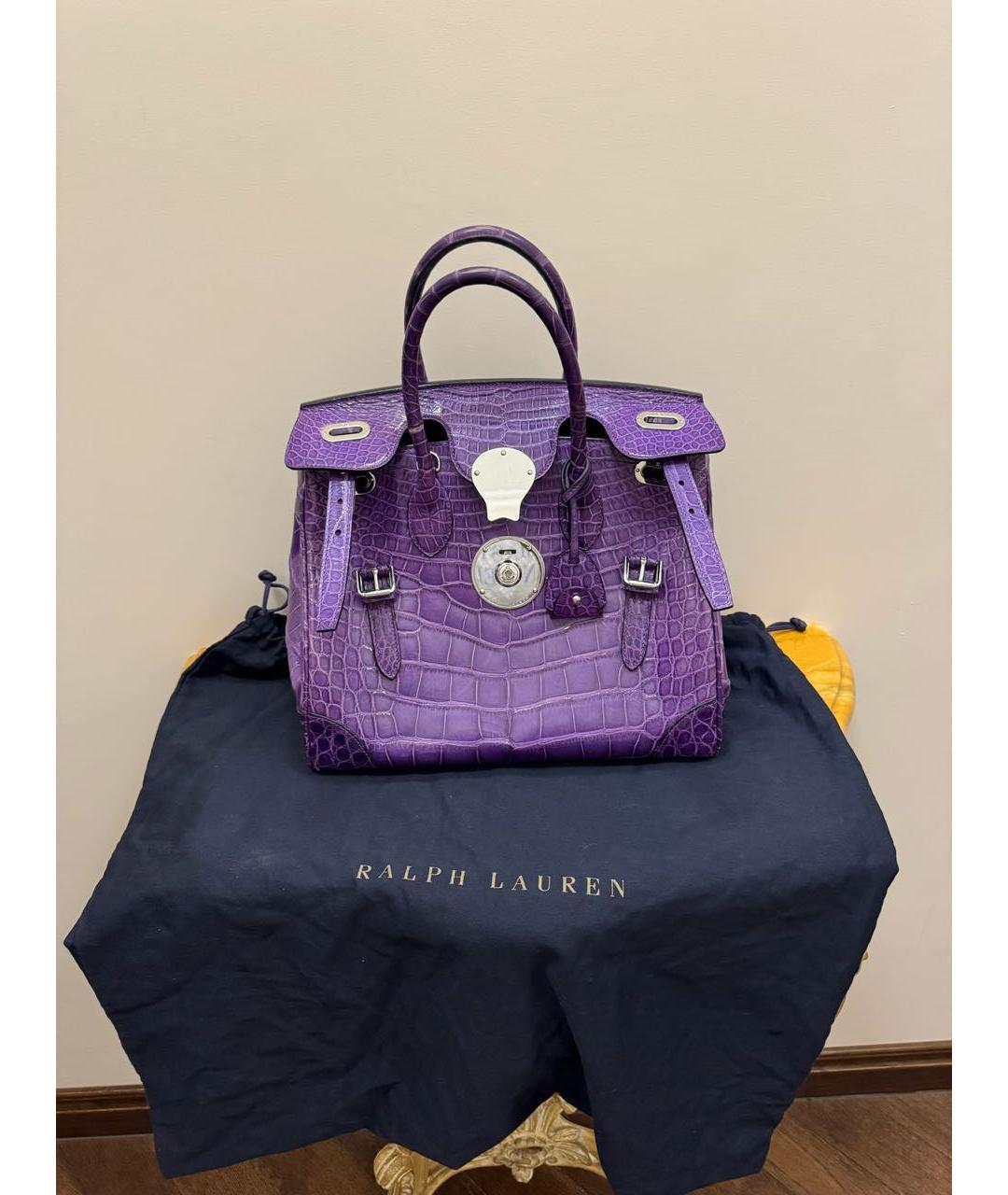 RALPH LAUREN Фиолетовая сумка тоут из экзотической кожи, фото 7