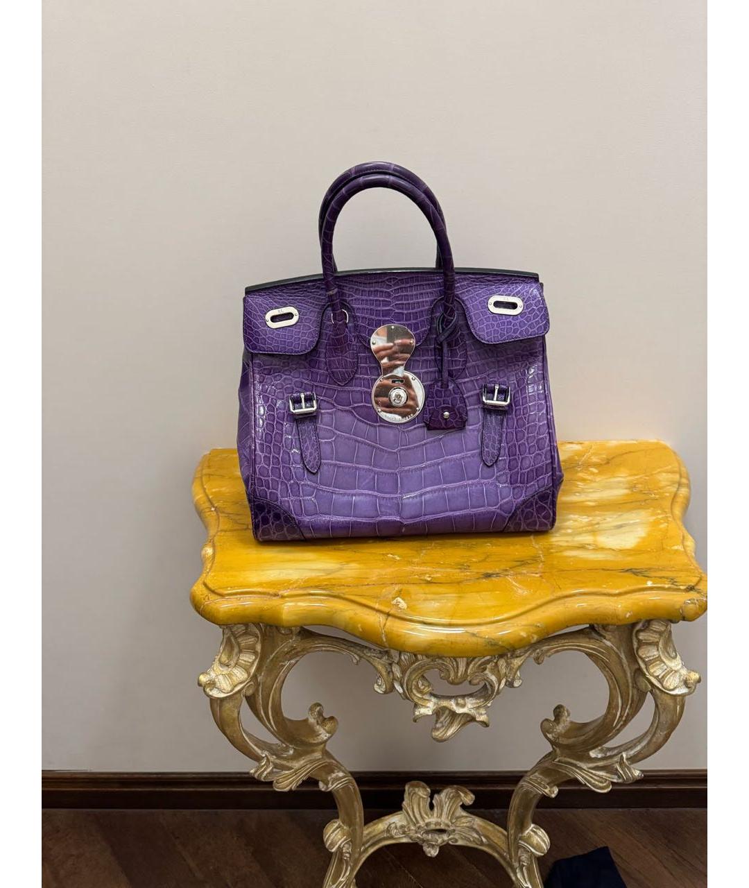 RALPH LAUREN Фиолетовая сумка тоут из экзотической кожи, фото 6