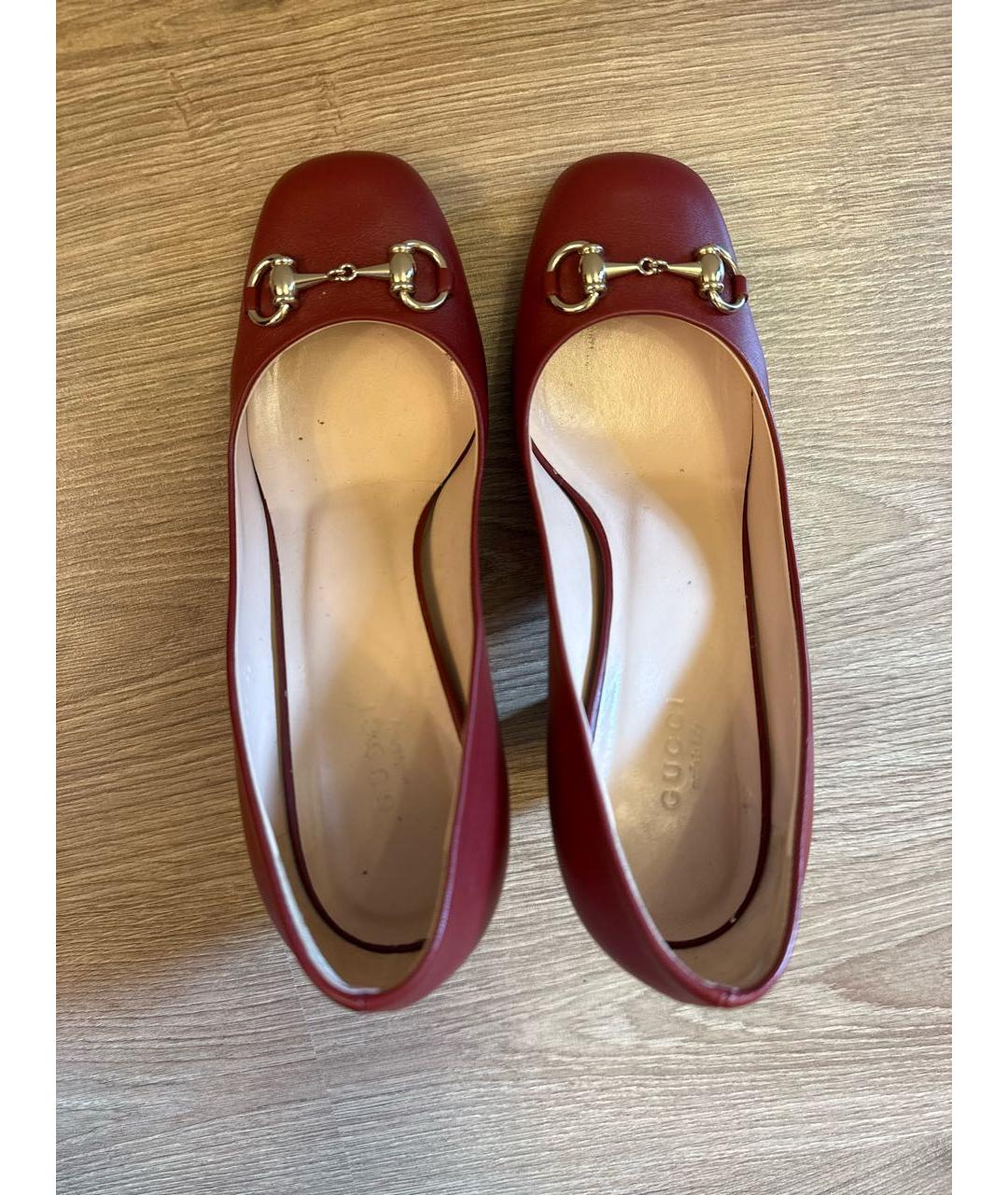 GUCCI Красные кожаные туфли, фото 3