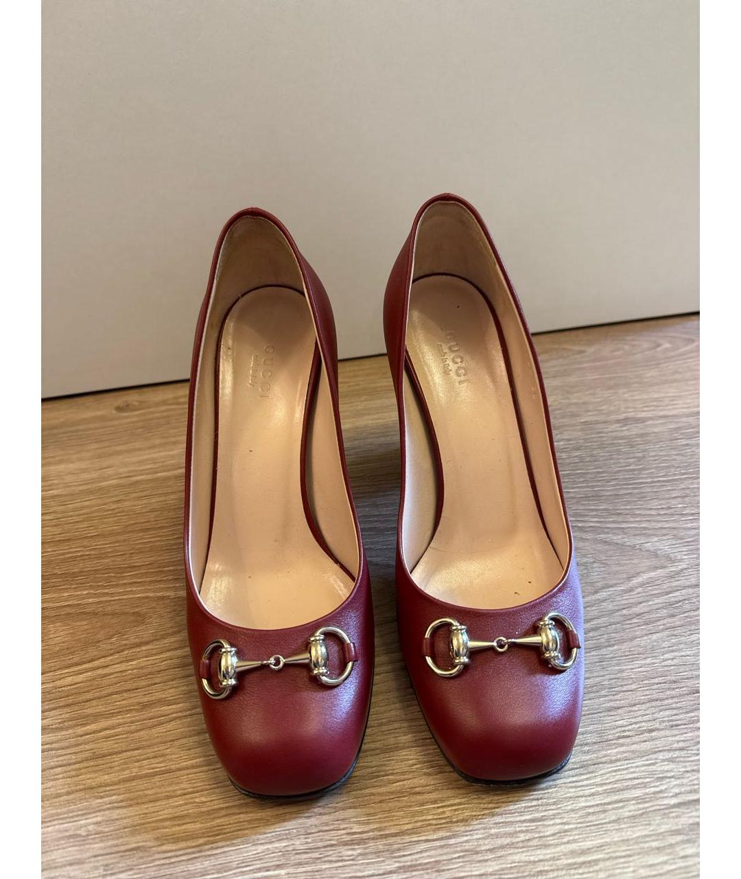 GUCCI Красные кожаные туфли, фото 2